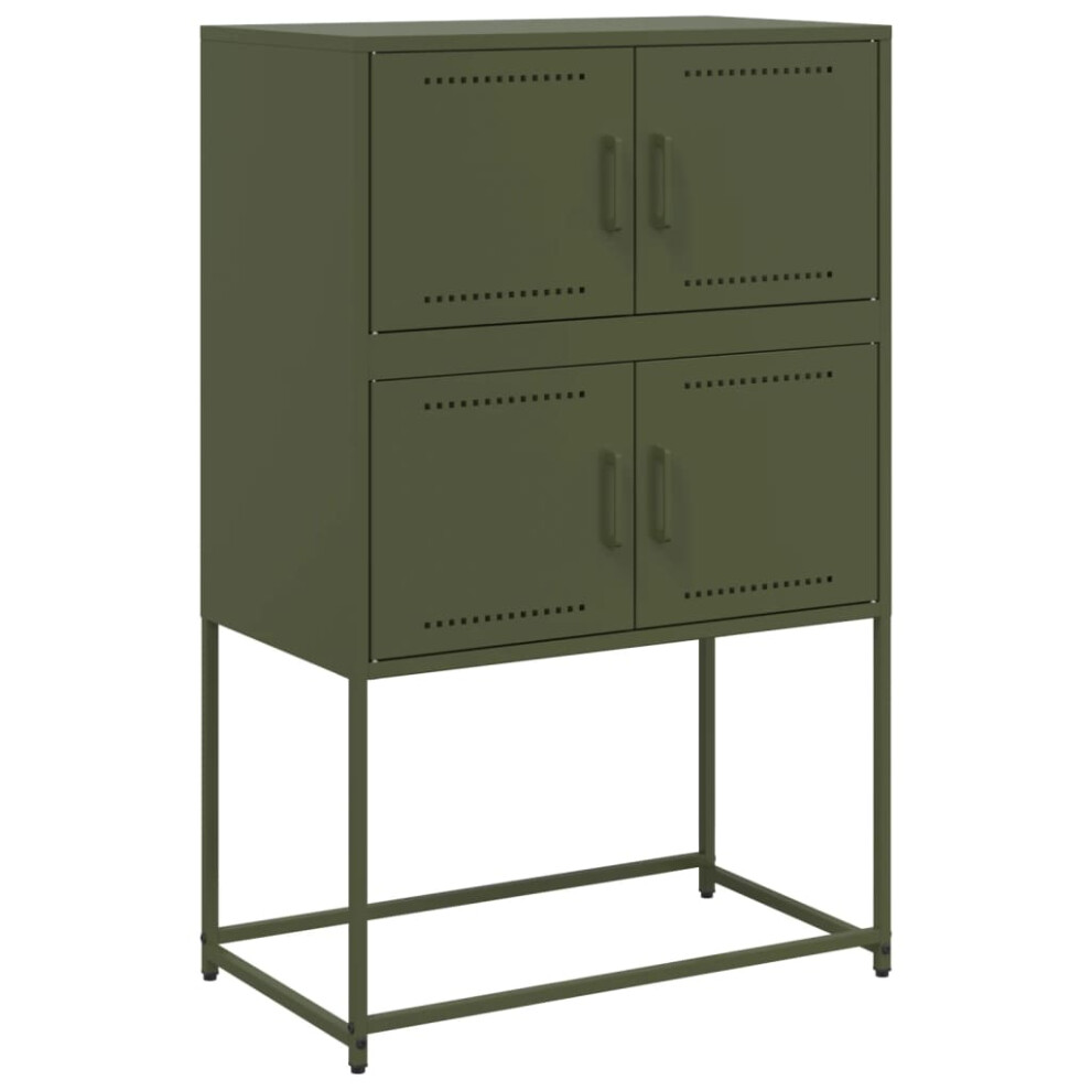 Vidaxl Sideboard Storage Cupboard Side Cabinet Highboard Olive Green Steel