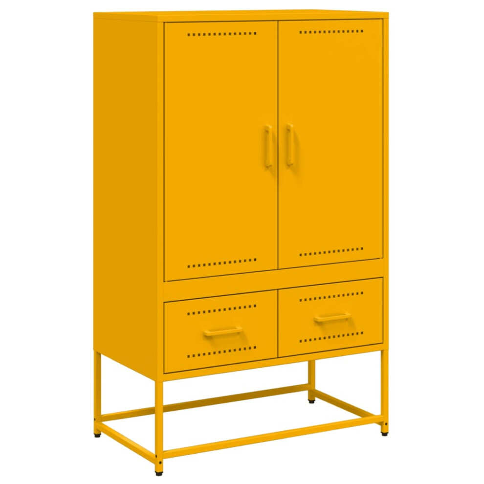 vidaXL Highboard Sideboard Cabinet Cupboard Mustard Yellow Cold-rolled Steel