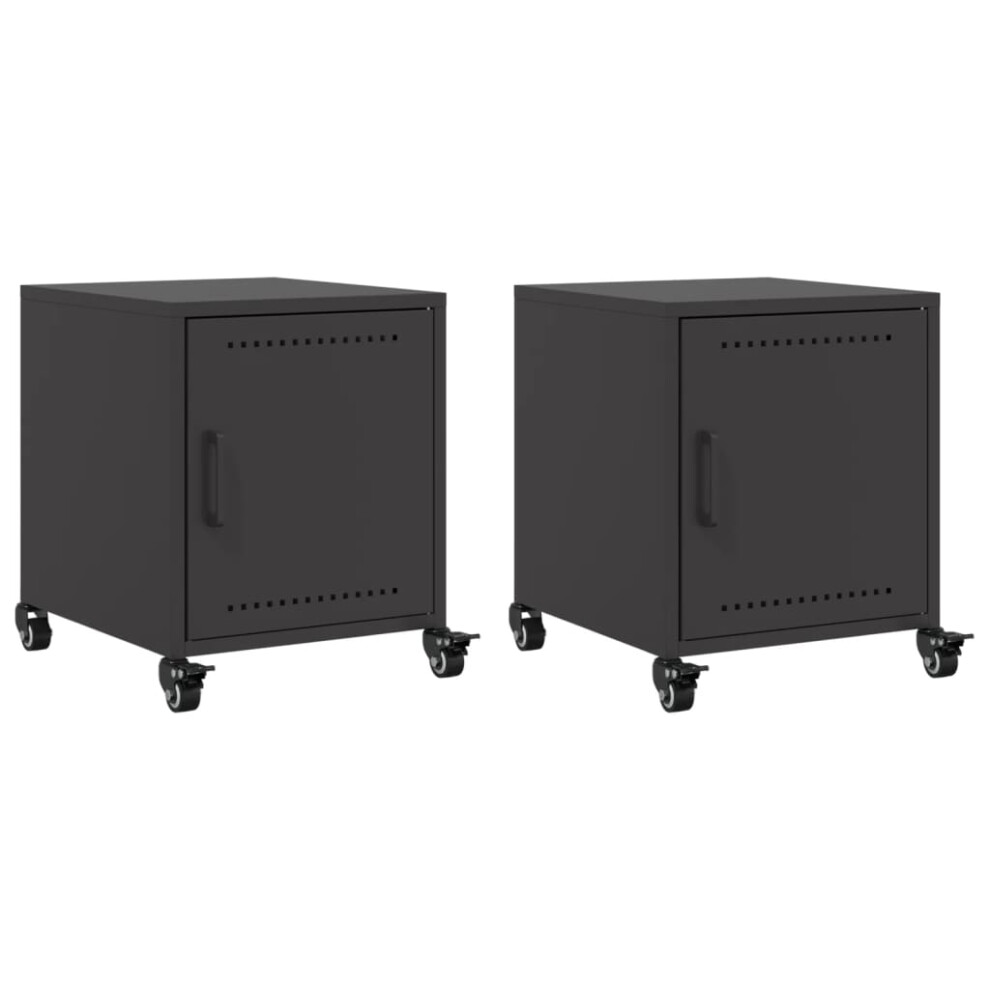 vidaXL Bedside Cabinets Nightstand Bed Table Bed Cabinet 2 pcs Black Steel