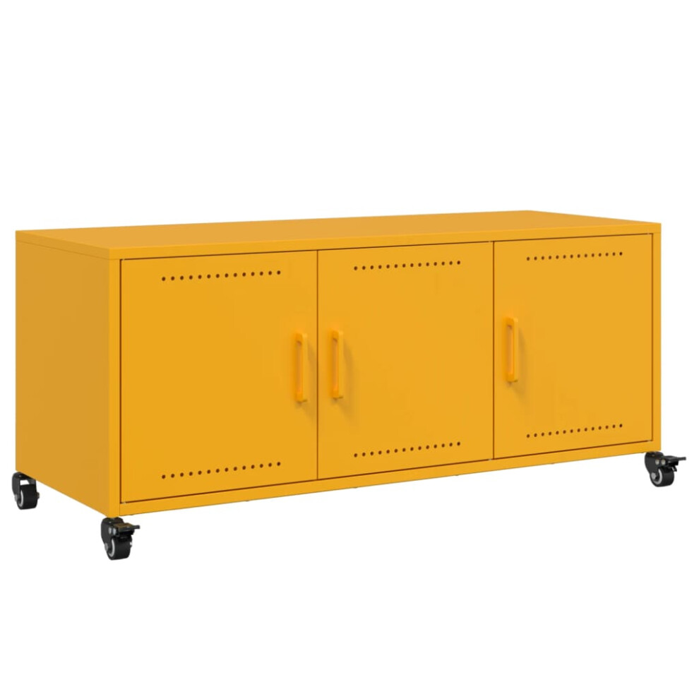 vidaXL TV Cabinet TV Stand Entertainment Centre TV Unit Mustard Yellow Steel