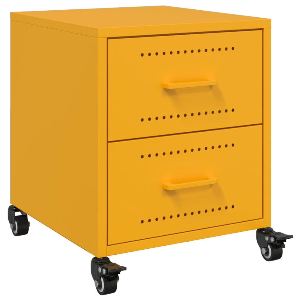 vidaXL Bedside Cabinet Nightstand Bed Table Bed Cabinet Mustard Yellow Steel