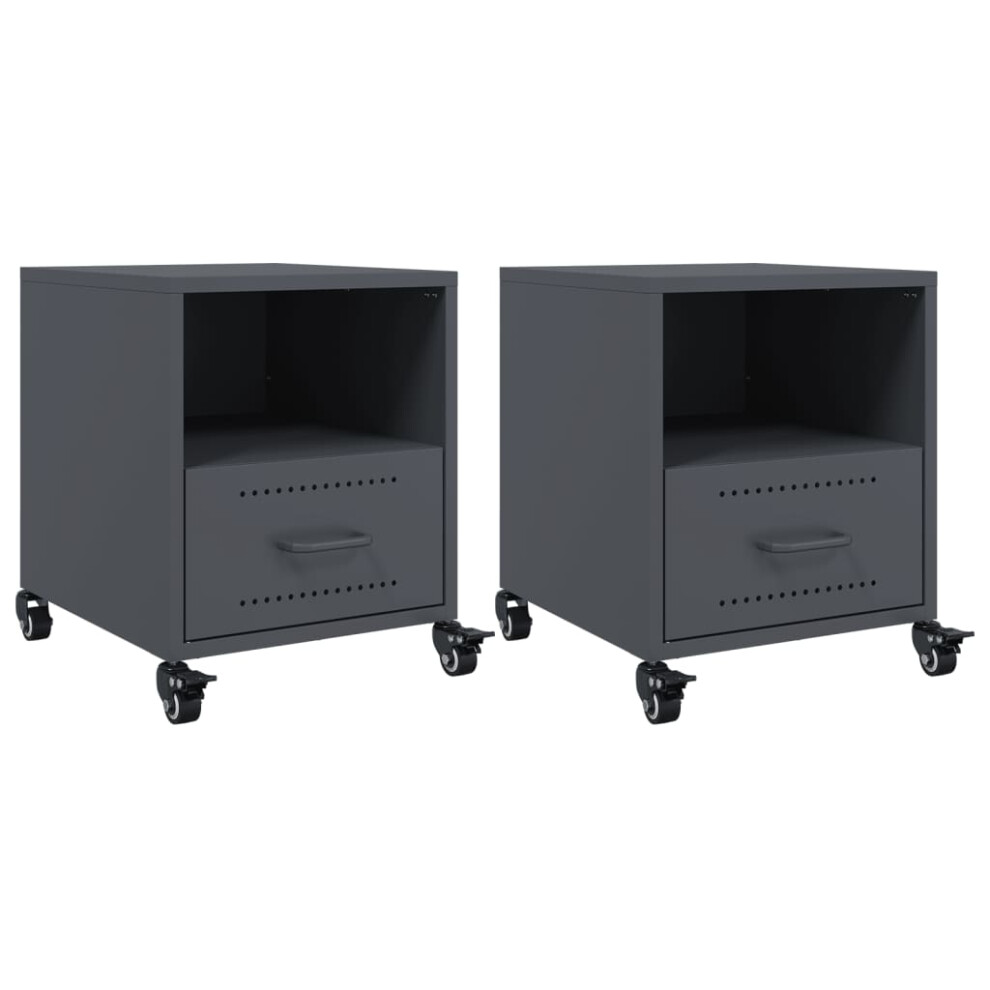 Vidaxl Bedside Cabinets Nightstand Bed Table Side Table 2 Pcs Anthracite Steel