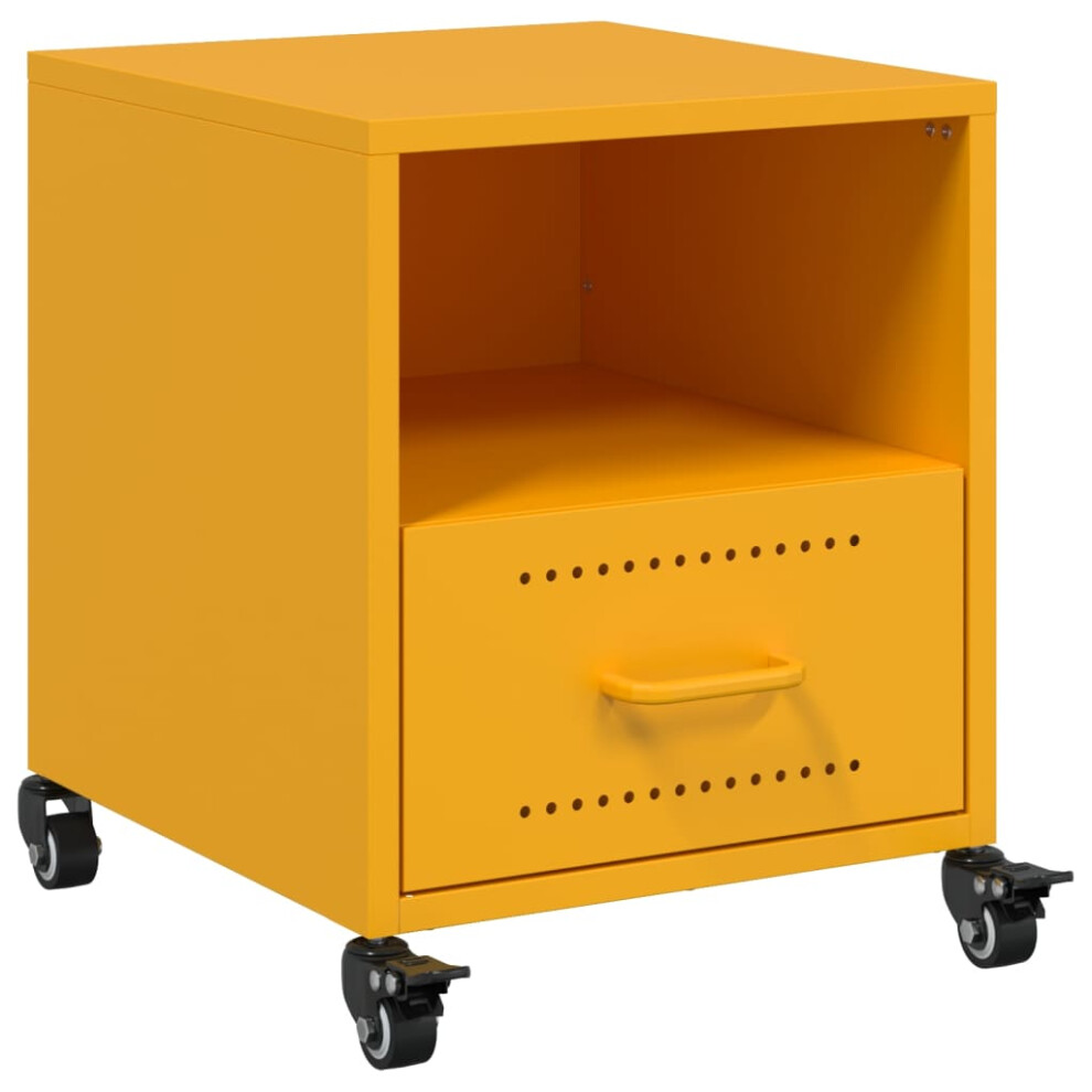 vidaXL Bedside Cabinet Nightstand Bed Table Bed Cabinet Mustard Yellow Steel