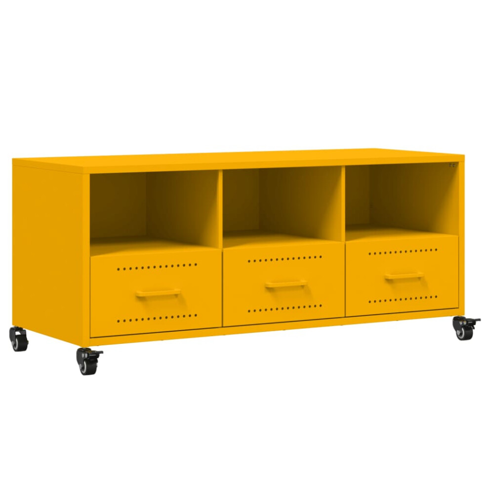 Vidaxl Tv Cabinet Tv Stand Entertainment Centre Tv Unit Mustard Yellow Steel