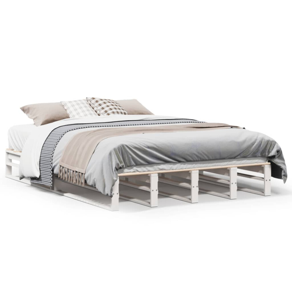 Vidaxl Bed Frame Bedroom Bedstead Bed Base White 120X200 Cm Solid Wood Pine