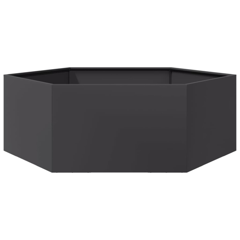 vidaXL Garden Planter Outdoor Flower Pot Patio Planter Pot Black Hexagon Steel