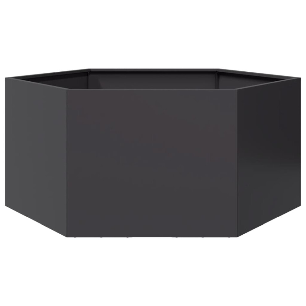 vidaXL Garden Planter Outdoor Flower Pot Patio Planter Pot Black Hexagon Steel