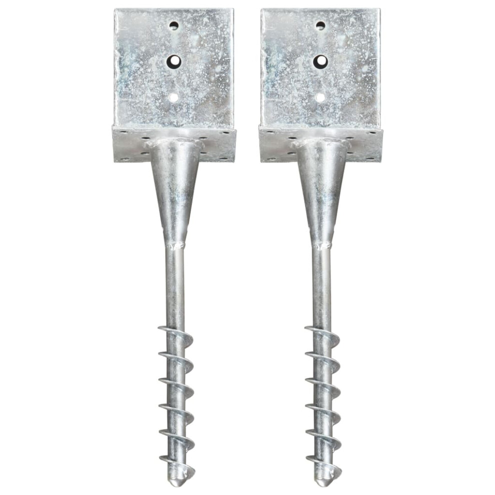 vidaXL Ground Spikes Soil Spear Ground Anchor 2 pcs Silver Galvanised Steel