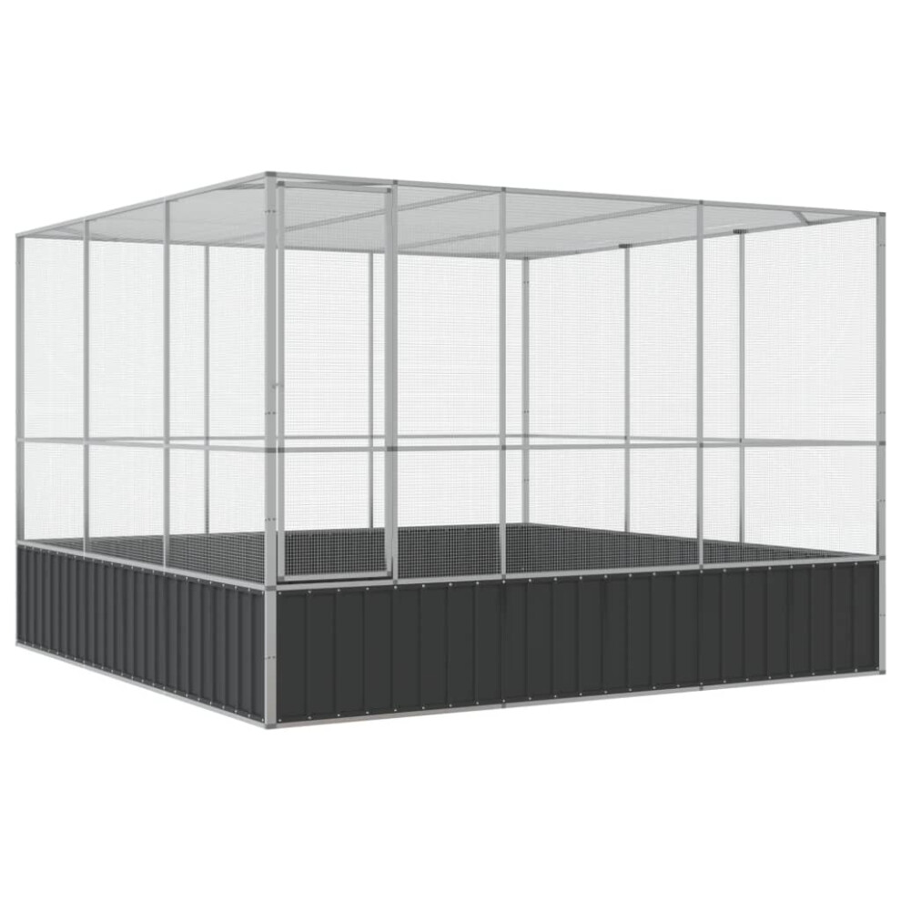 vidaXL Aviary Outdoor Large Bird Cage Walk In Chicken Run Coop Silver Steel