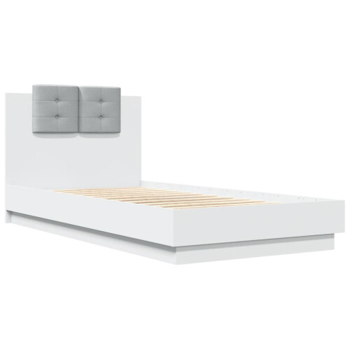 VidaXL vidaXL Bed Frame with Headboard Bed White 90x190 cm Single Engineered Wood