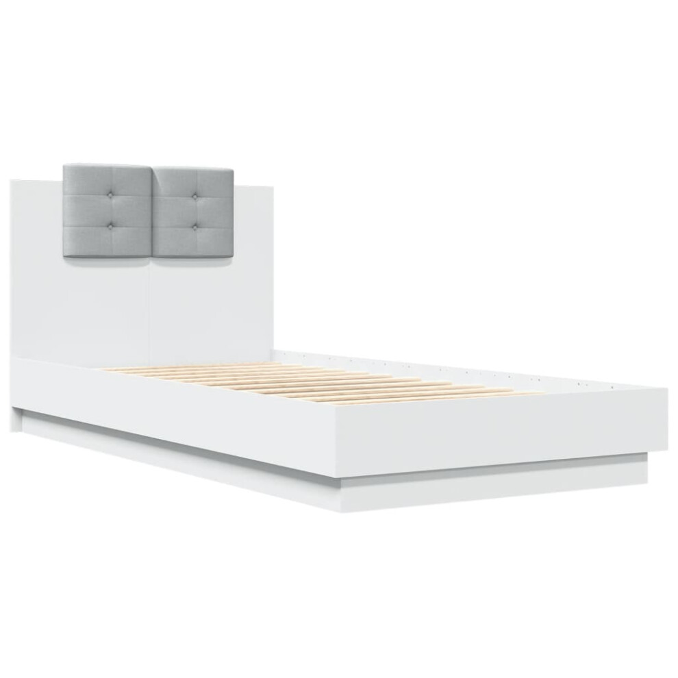 vidaXL Bed Frame with Headboard Bed White 90x190 cm Single Engineered Wood