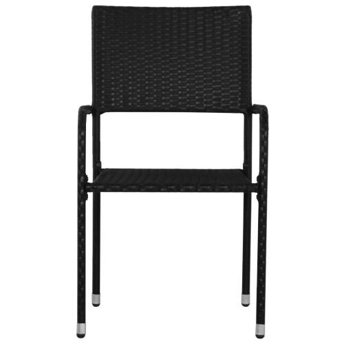 VidaXL vidaXL Garden Dining Chairs 2 pcs Stackable Outdoor Chair Black Poly Rattan 2