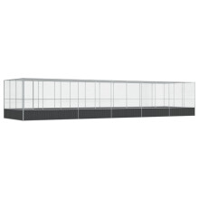 vidaXL Aviary with Extension Bird Cage Walk In Chicken Run Coop Silver Steel