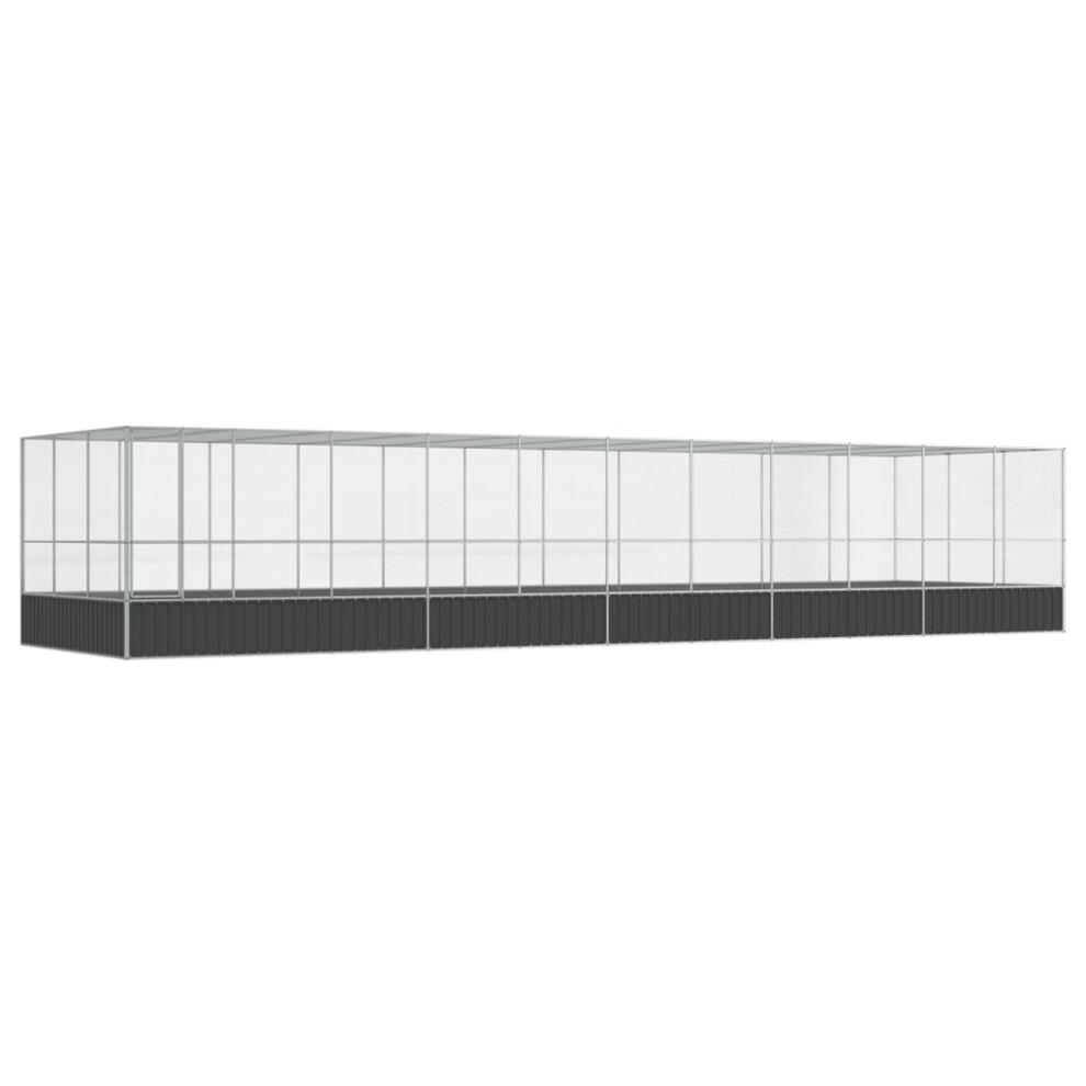 Vidaxl Aviary With Extension Bird Cage Walk In Chicken Run Coop Silver Steel