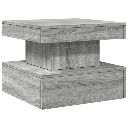 VidaXL vidaXL Coffee Table with LED Lights End Table Side Tea Sofa Table Grey Sonoma 2