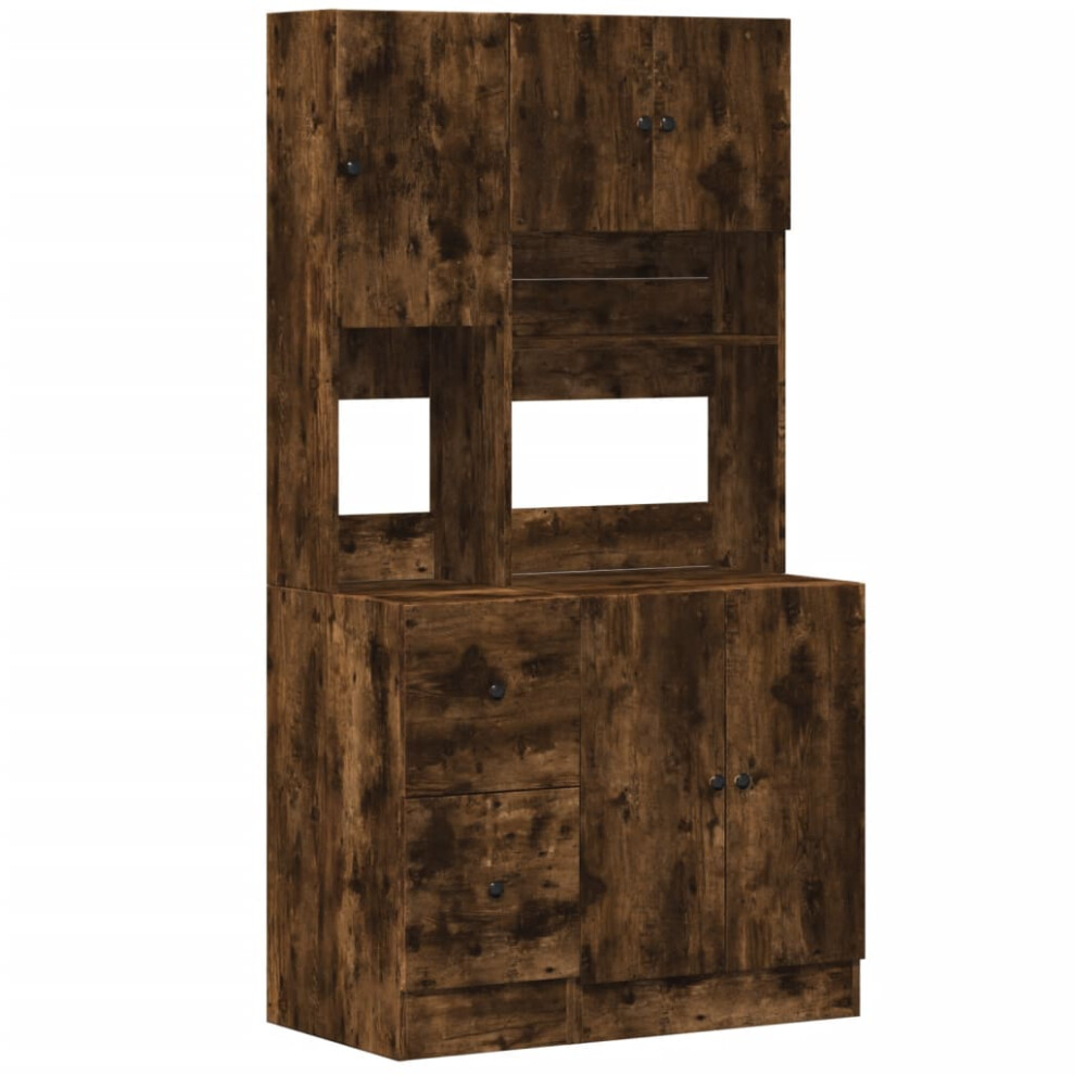 Vidaxl Kitchen Cabinet Storage Cabinet Cupboard Smoked Oak Engineered Wood