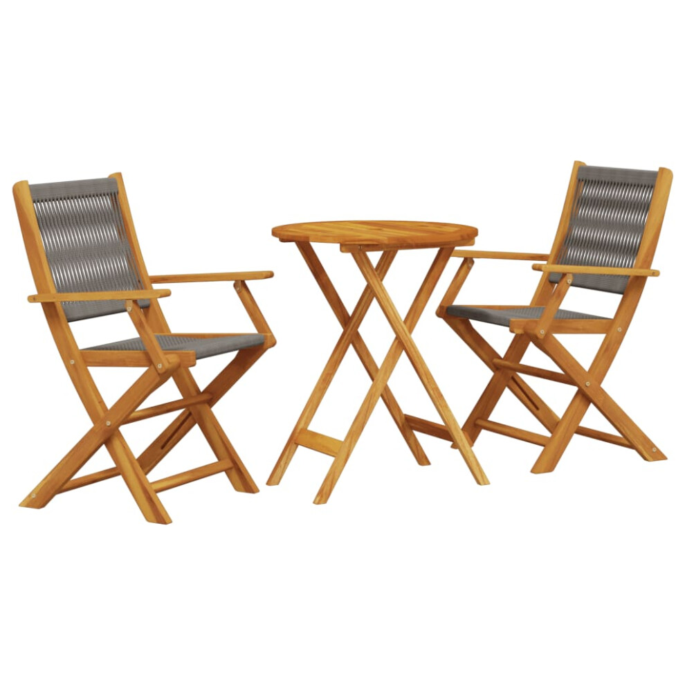 New Vidaxl Bistro Set 3 Piece Outdoor Bar Set Polypropylene And Solid Wood Grey