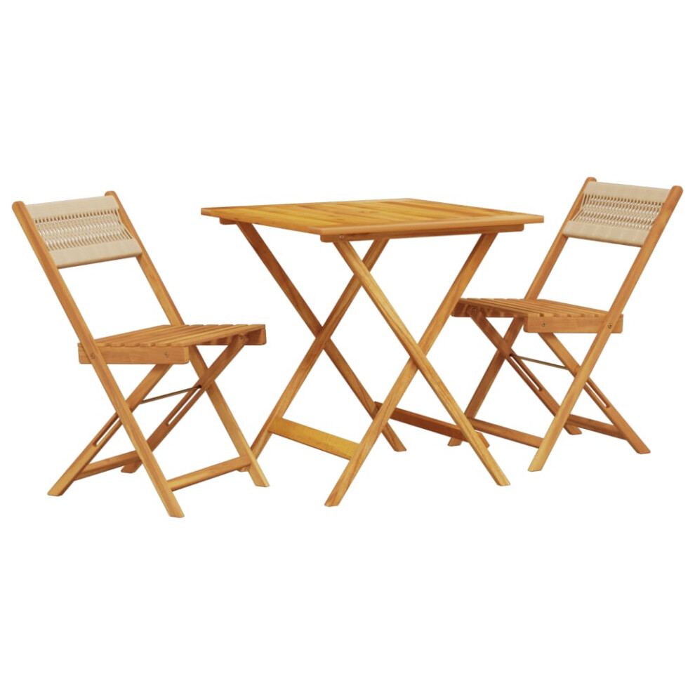 vidaXL Bistro Set 3 Piece Outdoor Bar Set Beige Polypropylene and Solid Wood