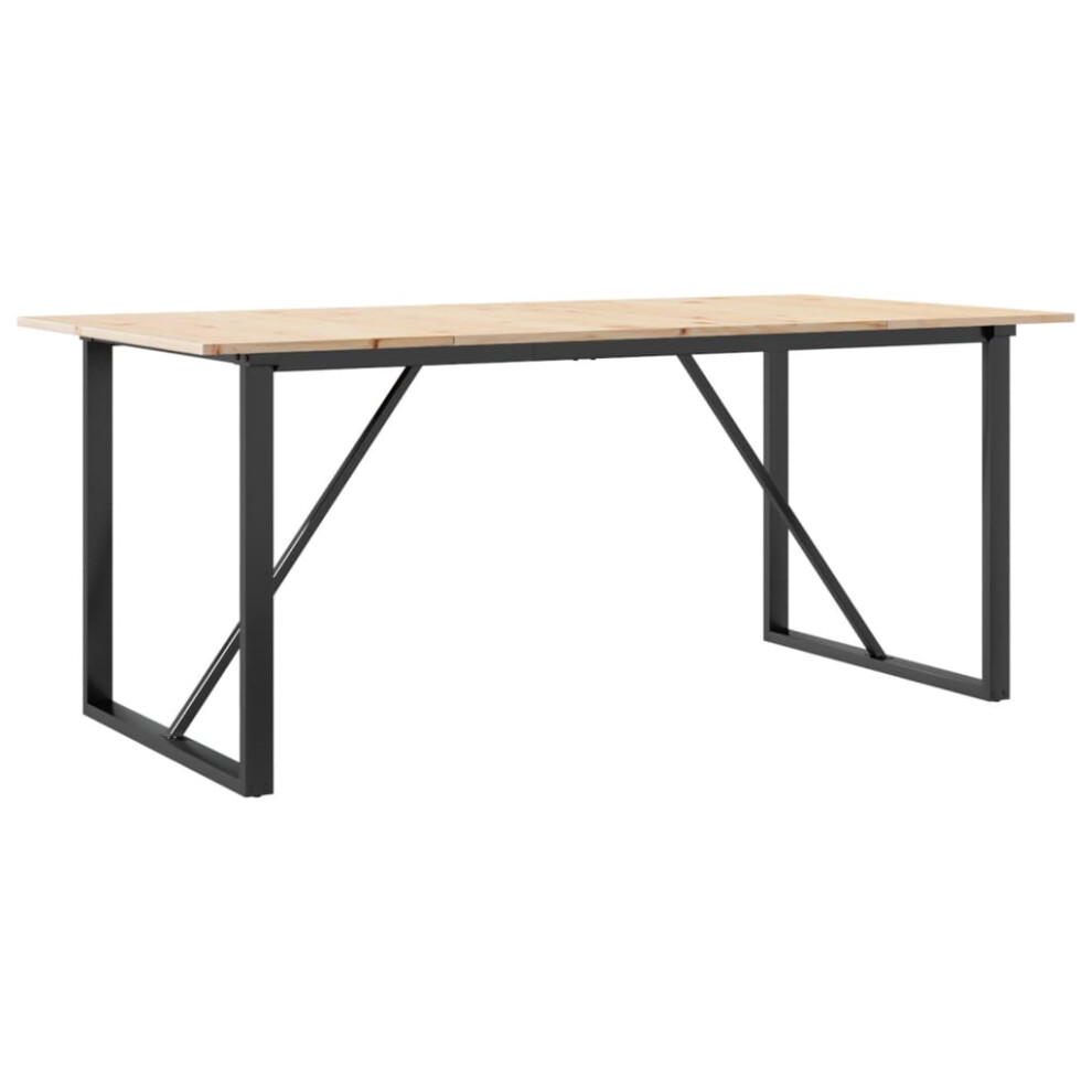 Vidaxl Dining Table Kitchen Dinner Table O-Frame Solid Wood Pine And Steel