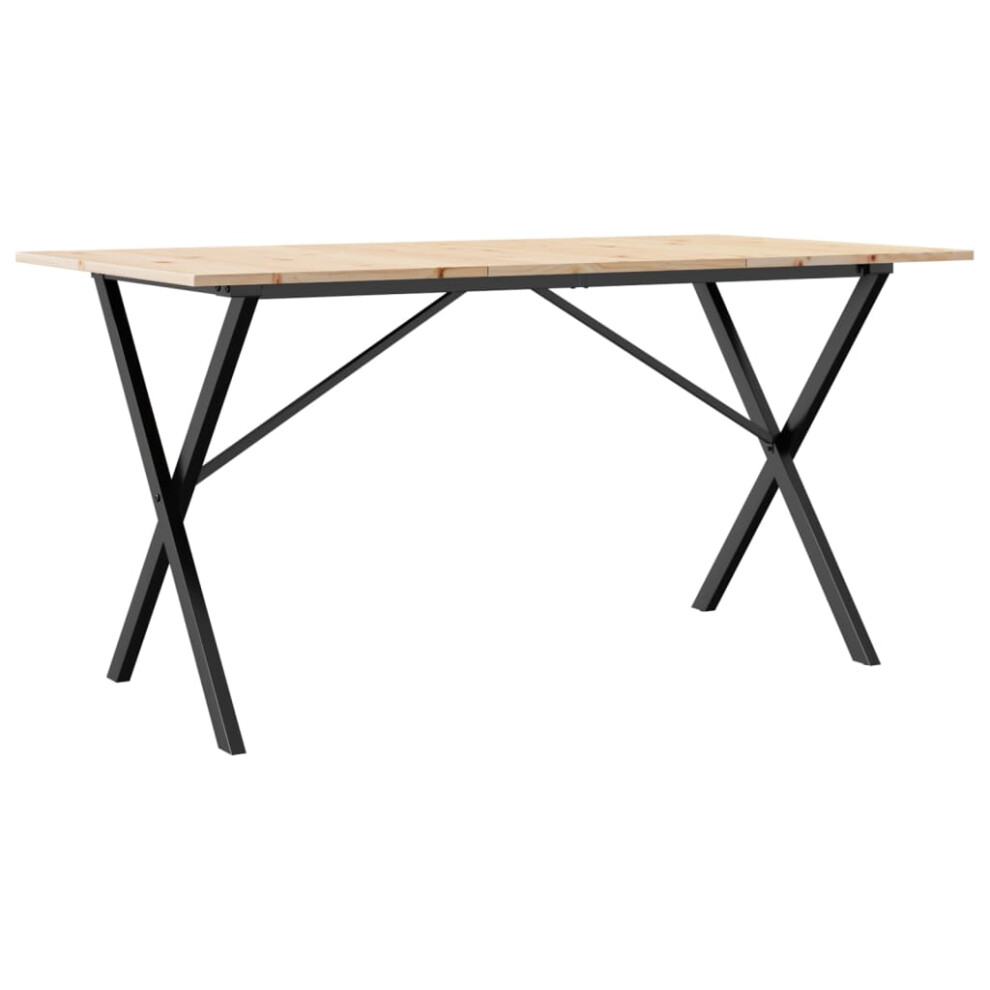 Vidaxl Dining Table Kitchen Dinner Table X-Frame Solid Wood Pine And Steel