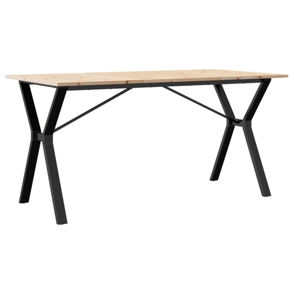 vidaXL Dining Table Y-Frame Kitchen Dinner Table Solid Wood Pine and Cast Iron