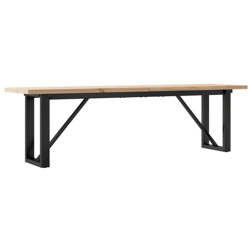 Vidaxl Coffee Table End Table Side Table O-Frame Solid Wood Pine And Steel