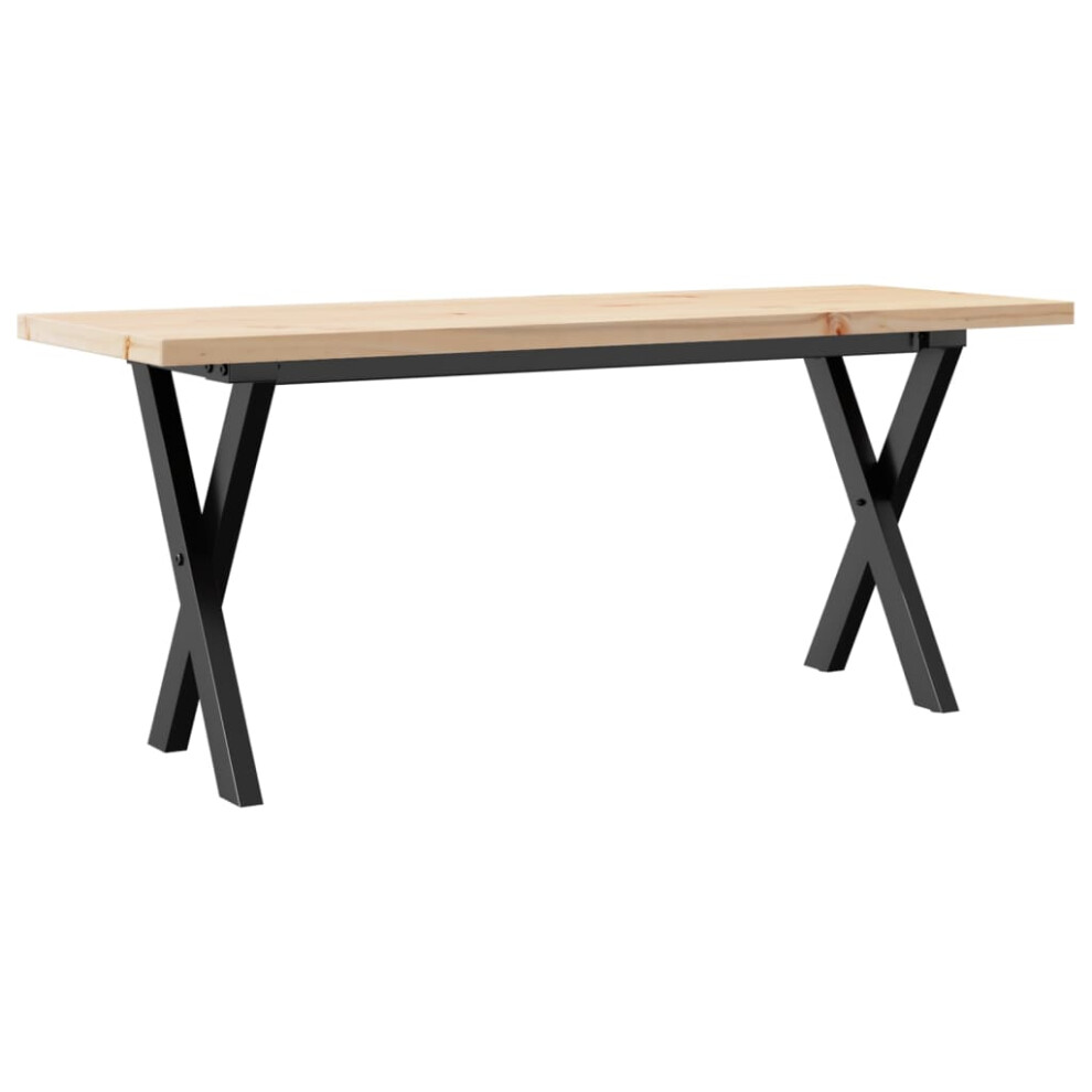 Vidaxl Coffee Table End Table Side Table X-Frame Solid Wood Pine And Steel