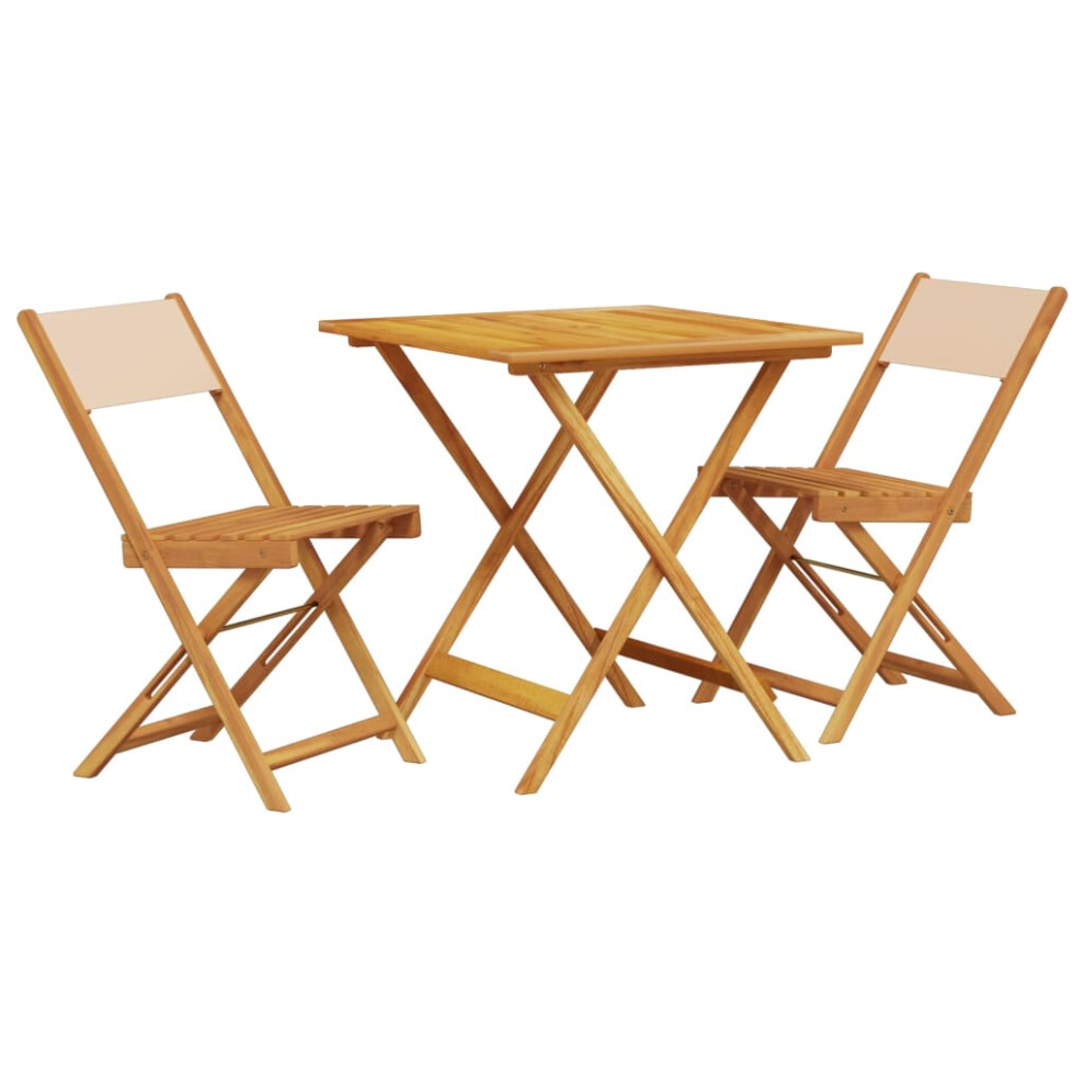 vidaXL Bistro Set 3 Piece Bar Set Balcony set Beige Fabric and Solid Wood