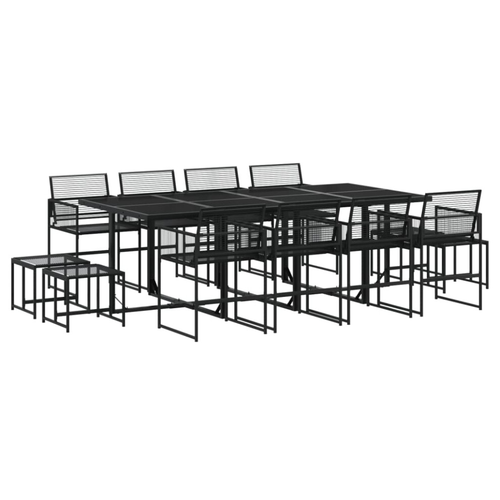 vidaXL Garden Dining Set 13 Piece Outdoor Table and Chair Black Poly Rattan