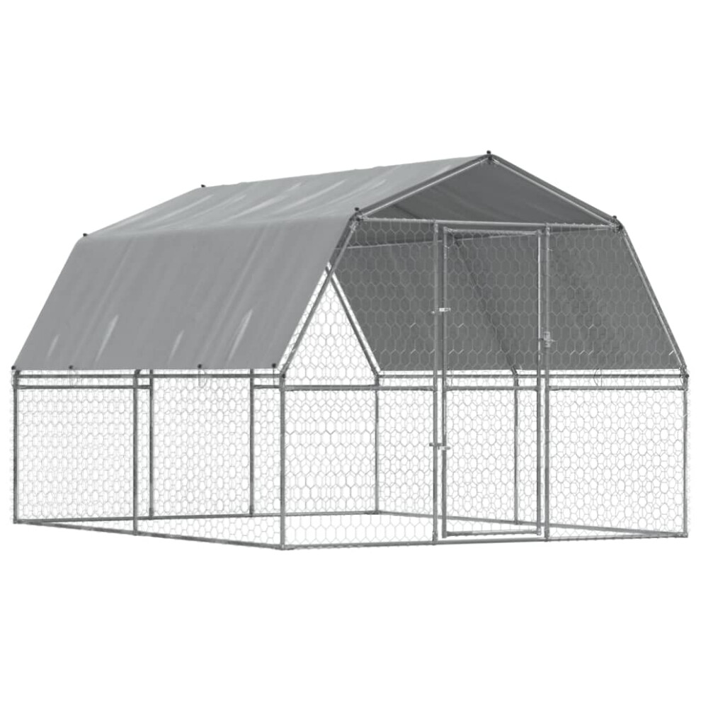 vidaXL Dog Cage with Roof and Door Dog Kennel Playpen Silver Galvanised Steel