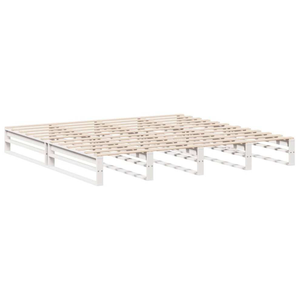 vidaXL Bed Frame Bedroom Bedstead Bed Base White 200x200 cm Solid Wood Pine