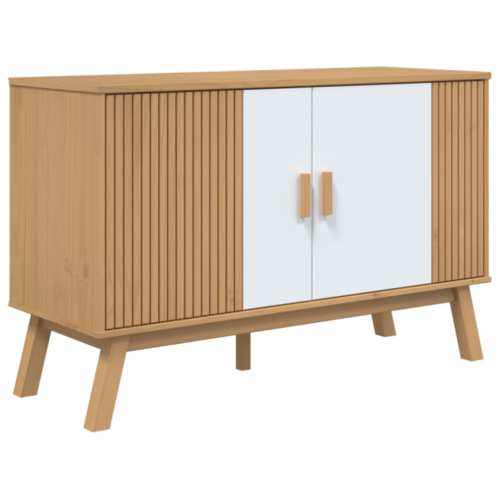 vidaXL Sideboard Cupboard Highboard Cabinet White and Brown Solid Wood Pine