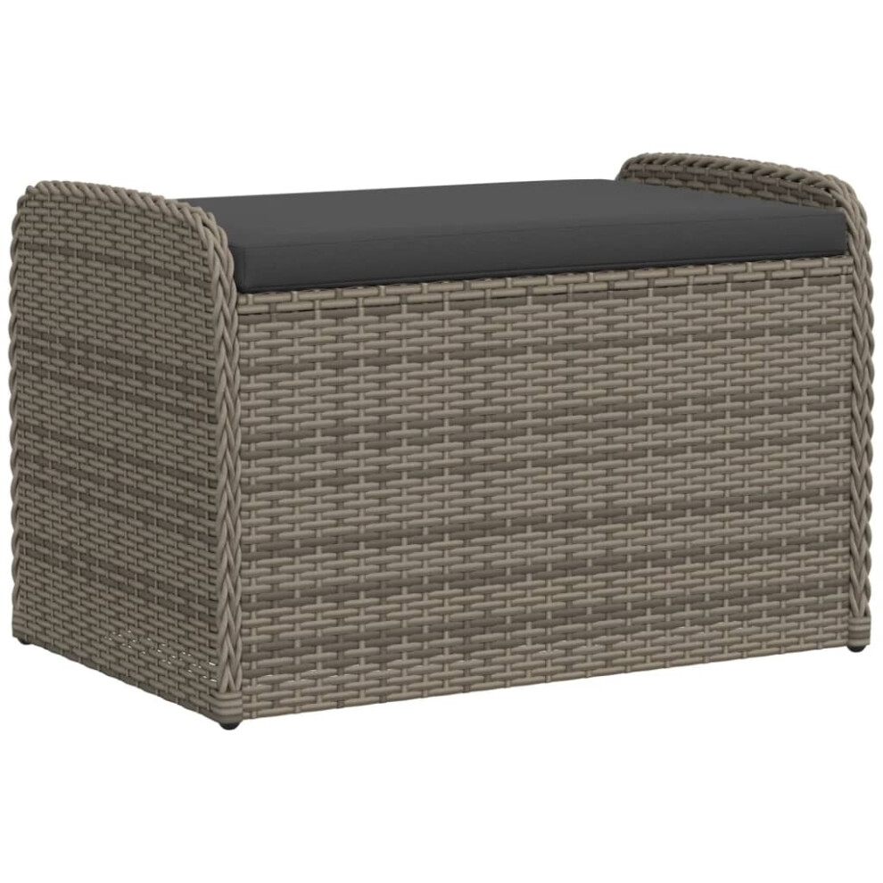 vidaXL Storage Bench with Cushion Outdoor Bench Storage Box Grey Poly Rattan