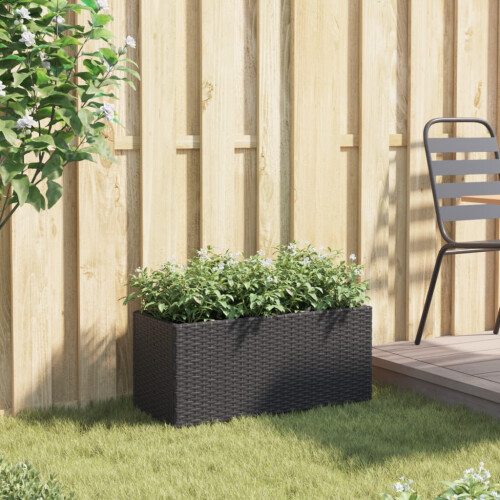 VidaXL vidaXL Hochbeet mit 2 Fächern Schwarz 72x30x32 cm Poly Rattan 2