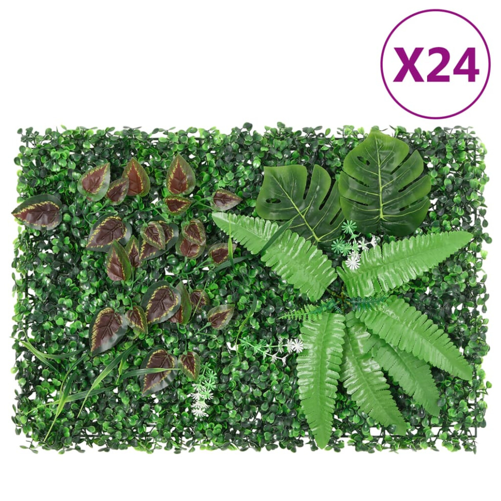 vidaXL Artificial Plant Fence Garden Privacy Fence ScreenÃÂ 24 pcs Green 40x60cm