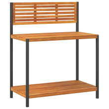 vidaXL Garden Work Table Potting Bench Plant Stand Solid Wood Acacia and Steel