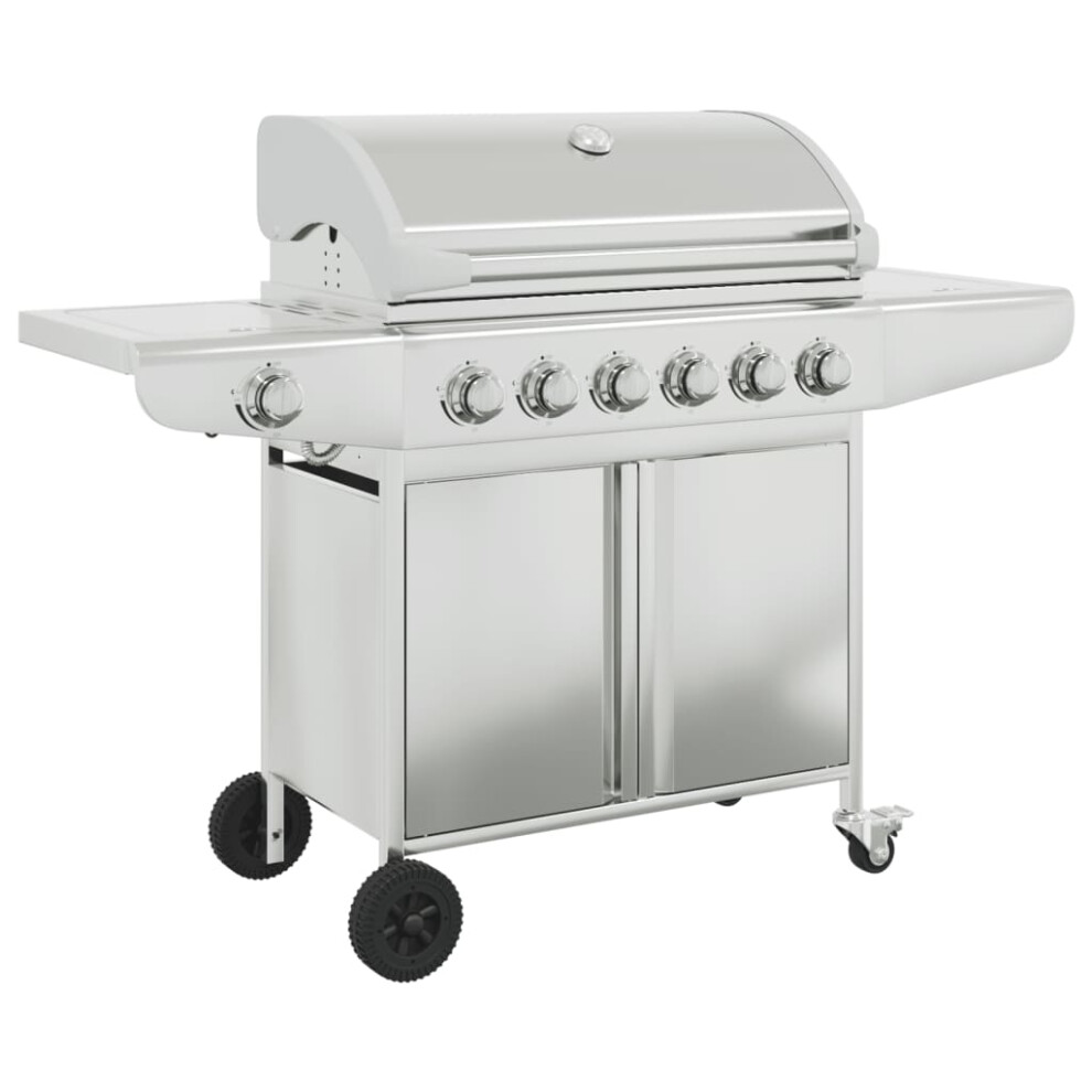 vidaXL Gas BBQ Grill with 7 Burners Gas Barbecue Grill Silver Stainless Steel