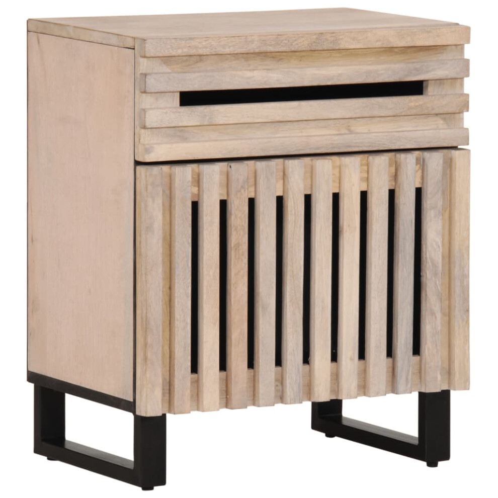vidaXL Bedside Cabinet Nightstand Bed Table Side Table White Solid Wood Mango