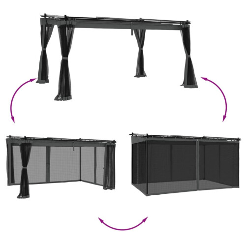 VidaXL vidaXL Pavillon mit Netzwänden Anthrazit 4x3 m Stahl 2