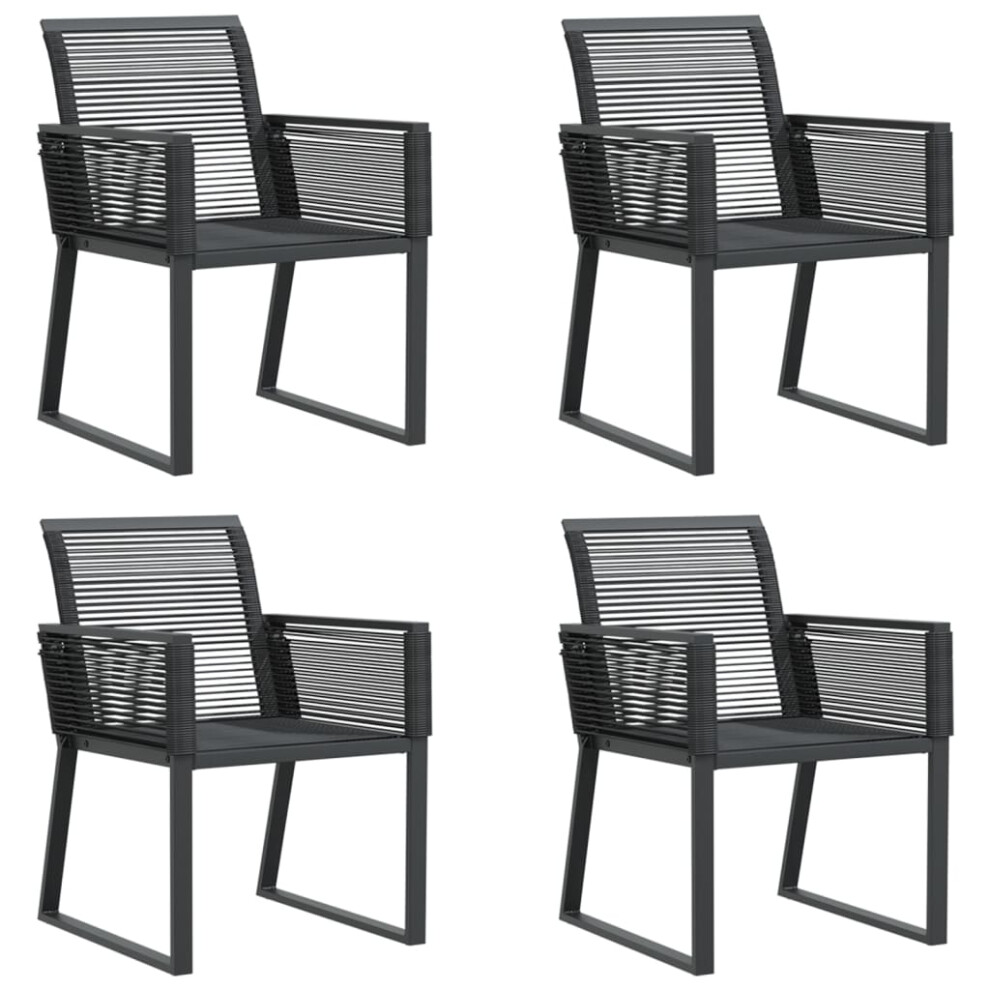 vidaXL Garden Chairs Outdoor Chair Patio Dining Chair 4 pcs Black Poly Rattan