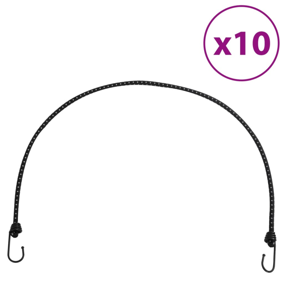 vidaXL Bungee Cords with Reflective Strips and Hooks Bungee Straps 10 pcs