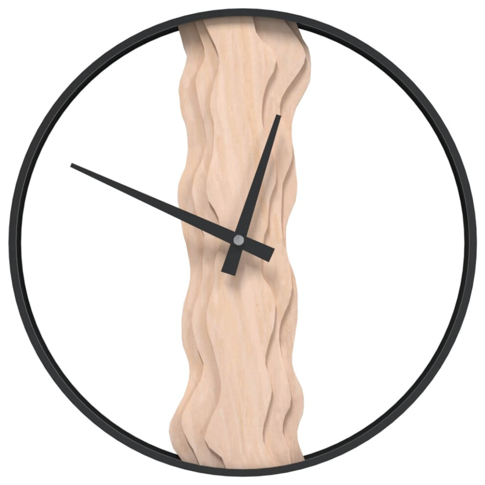 vidaXL Wall Clock Decorative Quartz Round Wall Clock Brown Iron and Oak Wood