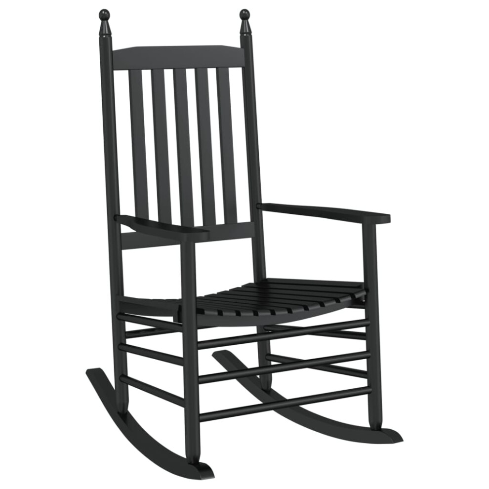 Vidaxl Rocking Chair With Curved Seat Outdoor Armchair Black Solid Wood Poplar