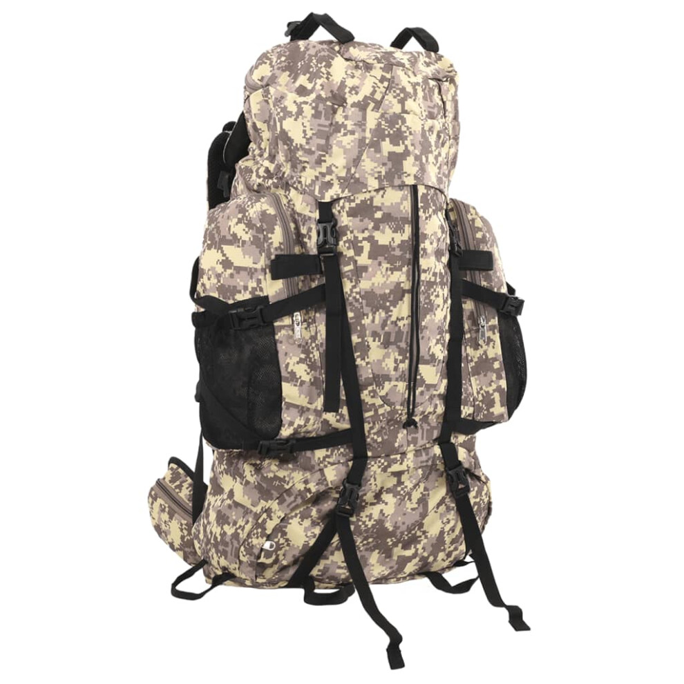 vidaXL Hiking Backpack Rucksack Camel Brown Camouflage 100 L Oxford Fabric