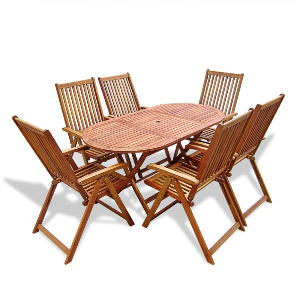 vidaXL 7 Piece Outdoor Dining Set Wood with Folding Table Garden Furniture