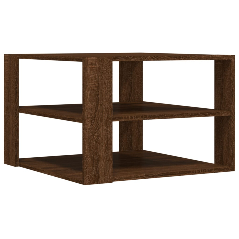 vidaXL - Coffee Table - 3-Tier Storage - Oak/Wood - Brown - 59.5x59.5x40 cm - Image 2