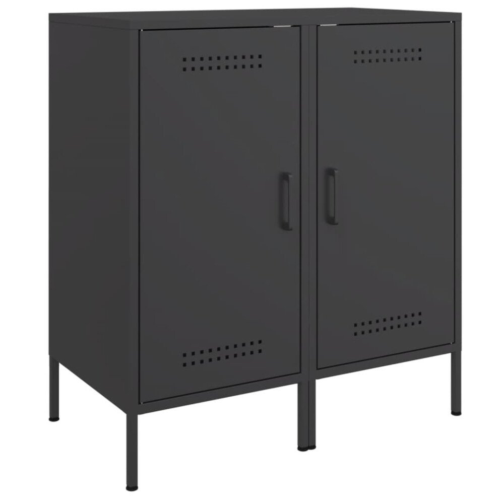 vidaXL Sideboards Cupboard Cabinet Highboard 2 Pcs Black Cold-rolled Steel