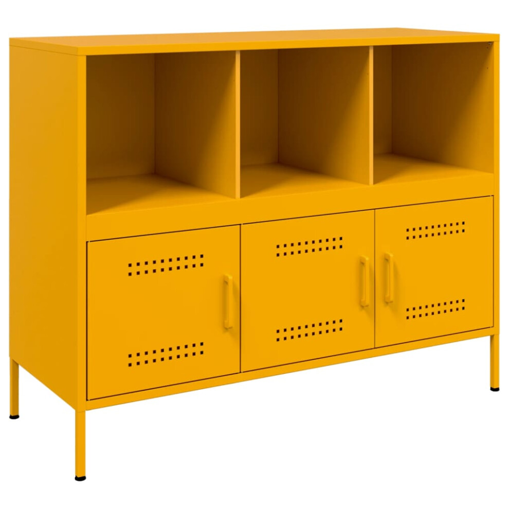 vidaXL Sideboard Cupboard Cabinet Highboard Mustard Yellow Cold-rolled Steel