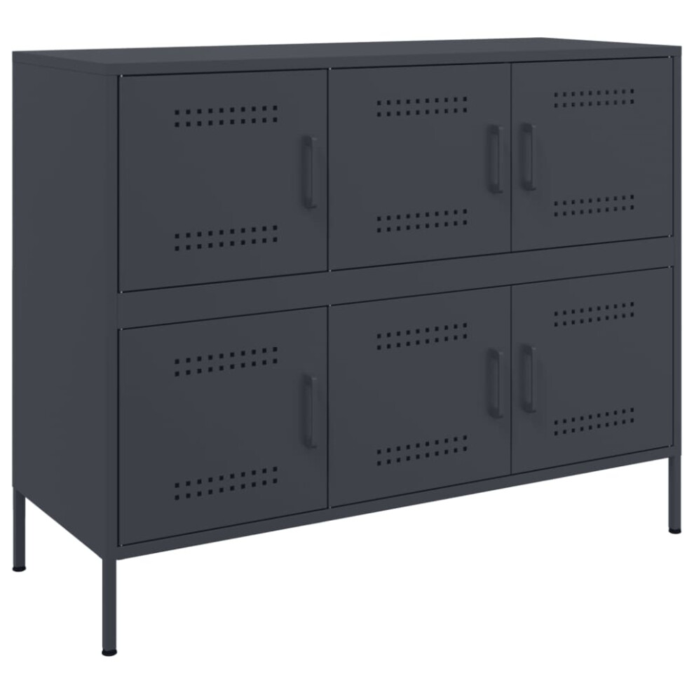 vidaXL Sideboard Cupboard Side Cabinet Highboard Anthracite Cold-rolled Steel