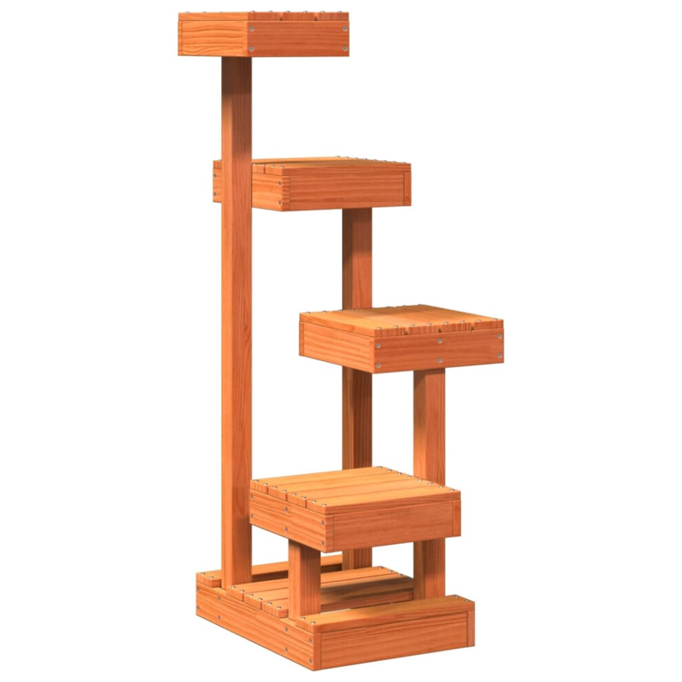 vidaXL Cat Tree Cat Scratch Tower Cat Climbing Tree Wax Brown Solid Wood Pine